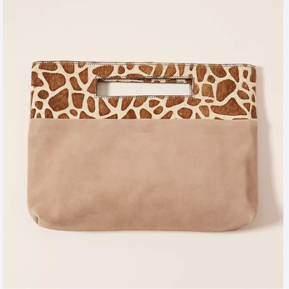 ANTHROPOLOGIE Calf Hair and Suede Verona Textured Clutch